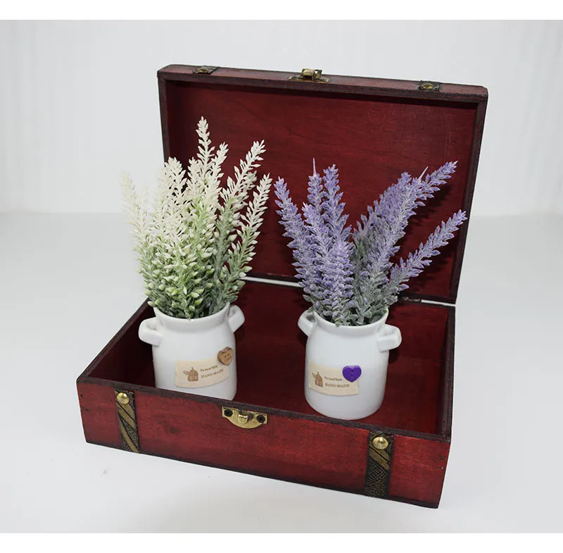 Деревянный домашний декор коробки для хранения с крышками металлический замок