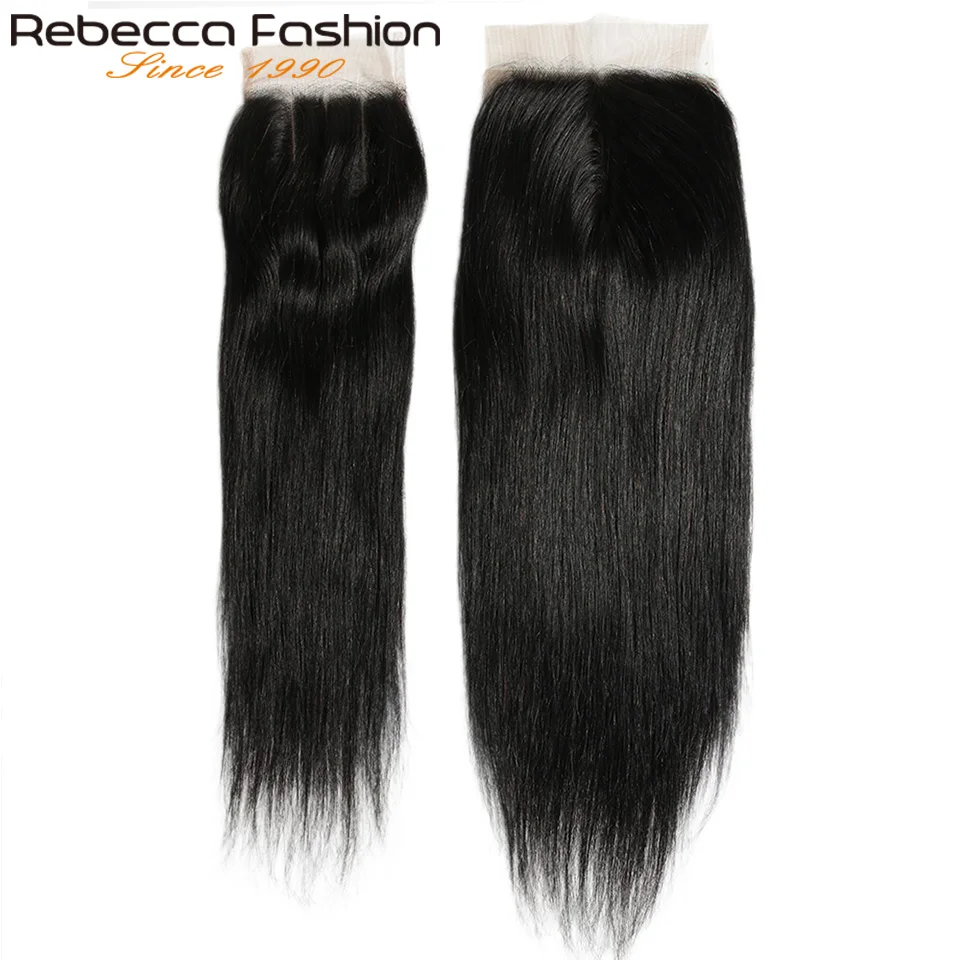 Rebecca 5*6 бразильские прямые человеческие волосы Кружева Закрытие швейцарская шнуровка T глубокая Часть Кружева Закрытие с волосами младенца