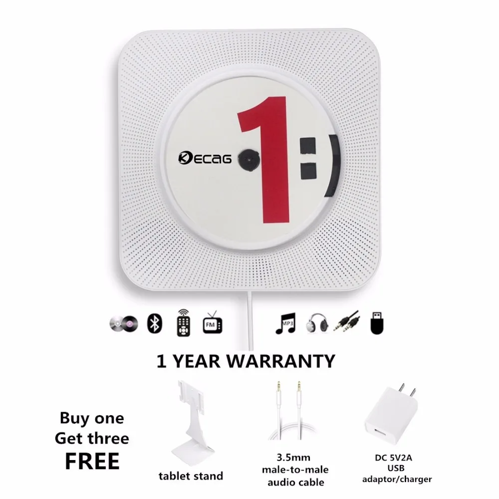 KECAG CD-плеер устанавливается на стене Bluetooth портативный домашний аудио бум бокс с