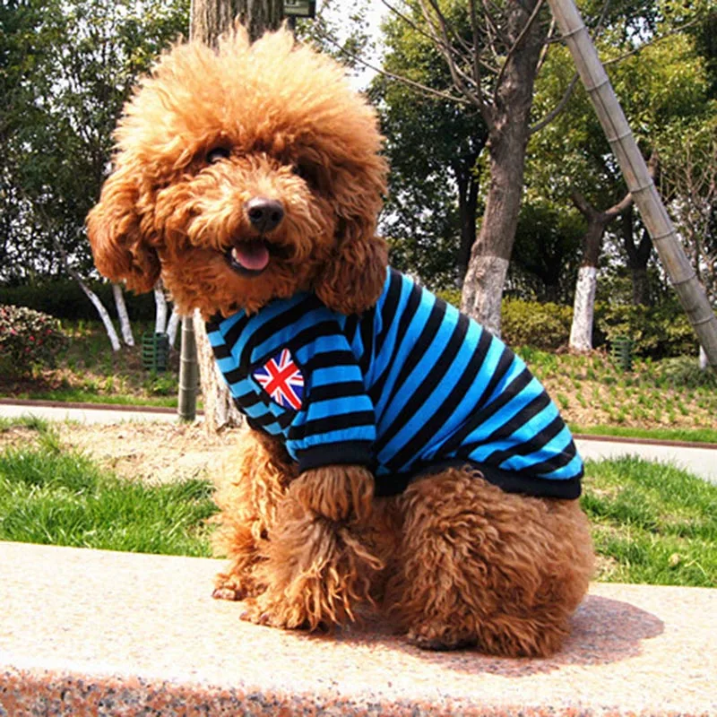 Полосатая летняя одежда для собак жилет щенков и кошек маленьких чихуахуа