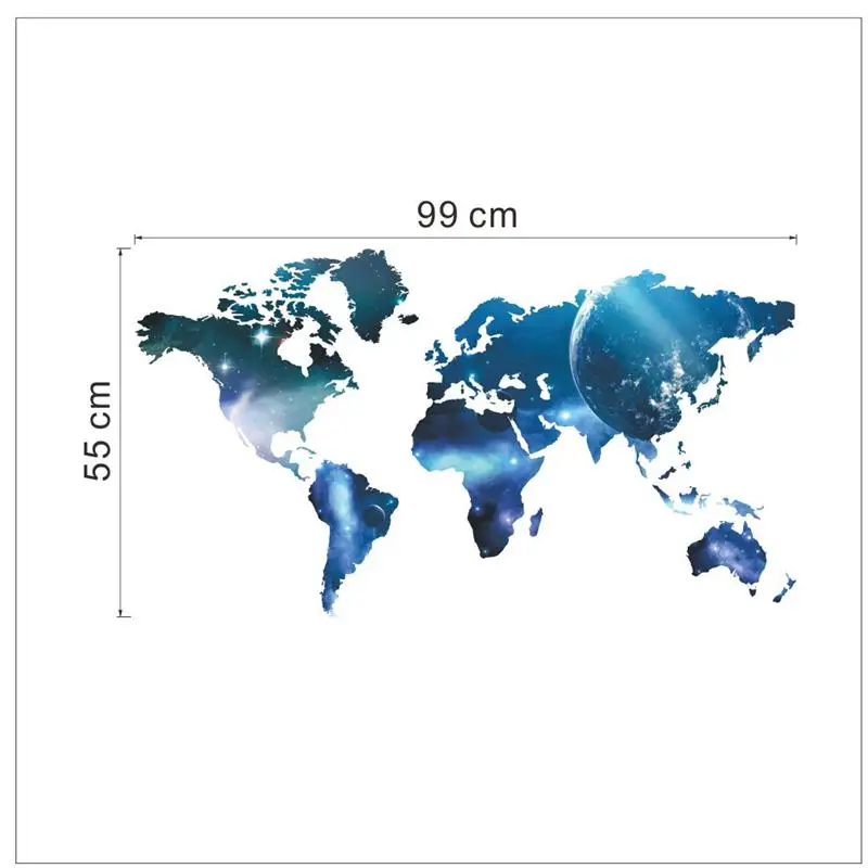 as the picture 3D Карта мира, космическое пространство, звездное небо, домашний офис, наклейка на стену, художественная Наклейка на стену, детский класс, книжный магазин, креативный компьютерный Декор - Цвет: as the picture
