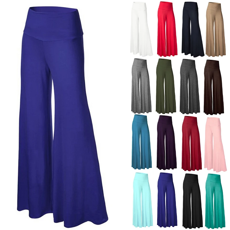 UIDEAZONE Брюки Женские однотонные брюки с высокой талией расклешенные хиппи OL