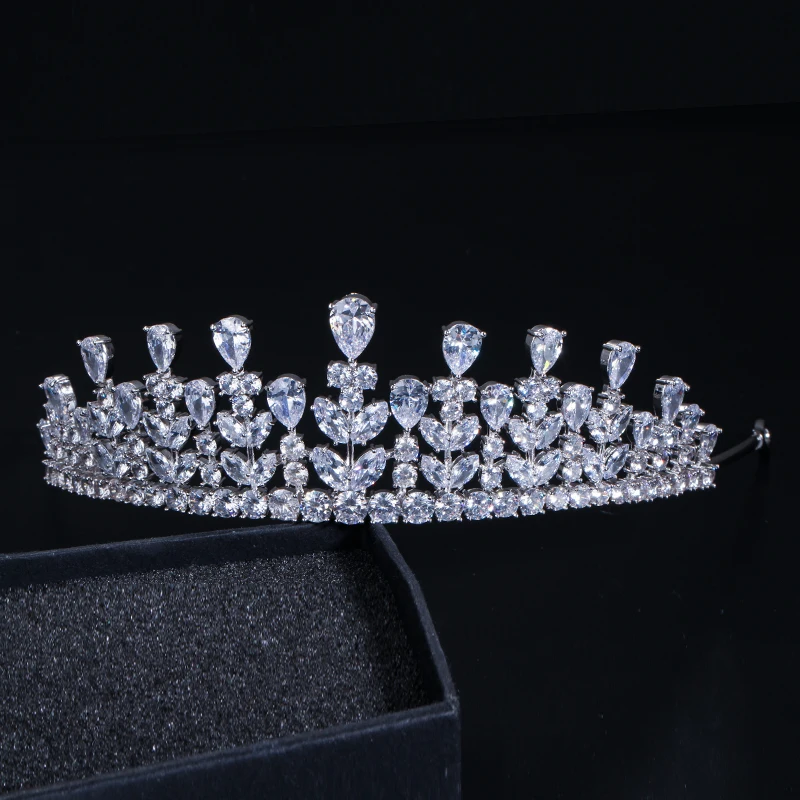 CWWZircons элегантный Красота queen CZ кубический цирконий повязка ювелирные изделия Большой Свадебный пышный диадемы и короны для невест A005