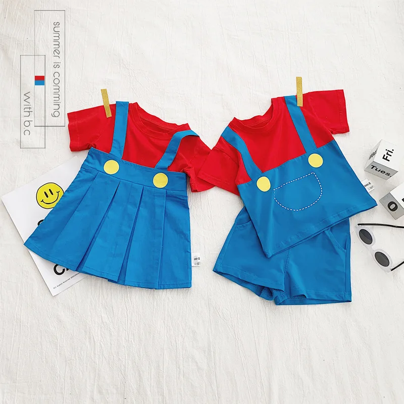 Summer Fashion Infant Clothing Baby Boys Suit Cotton T-shirt + Short Pant Cute Dresses for Gitls Twin Clothes |