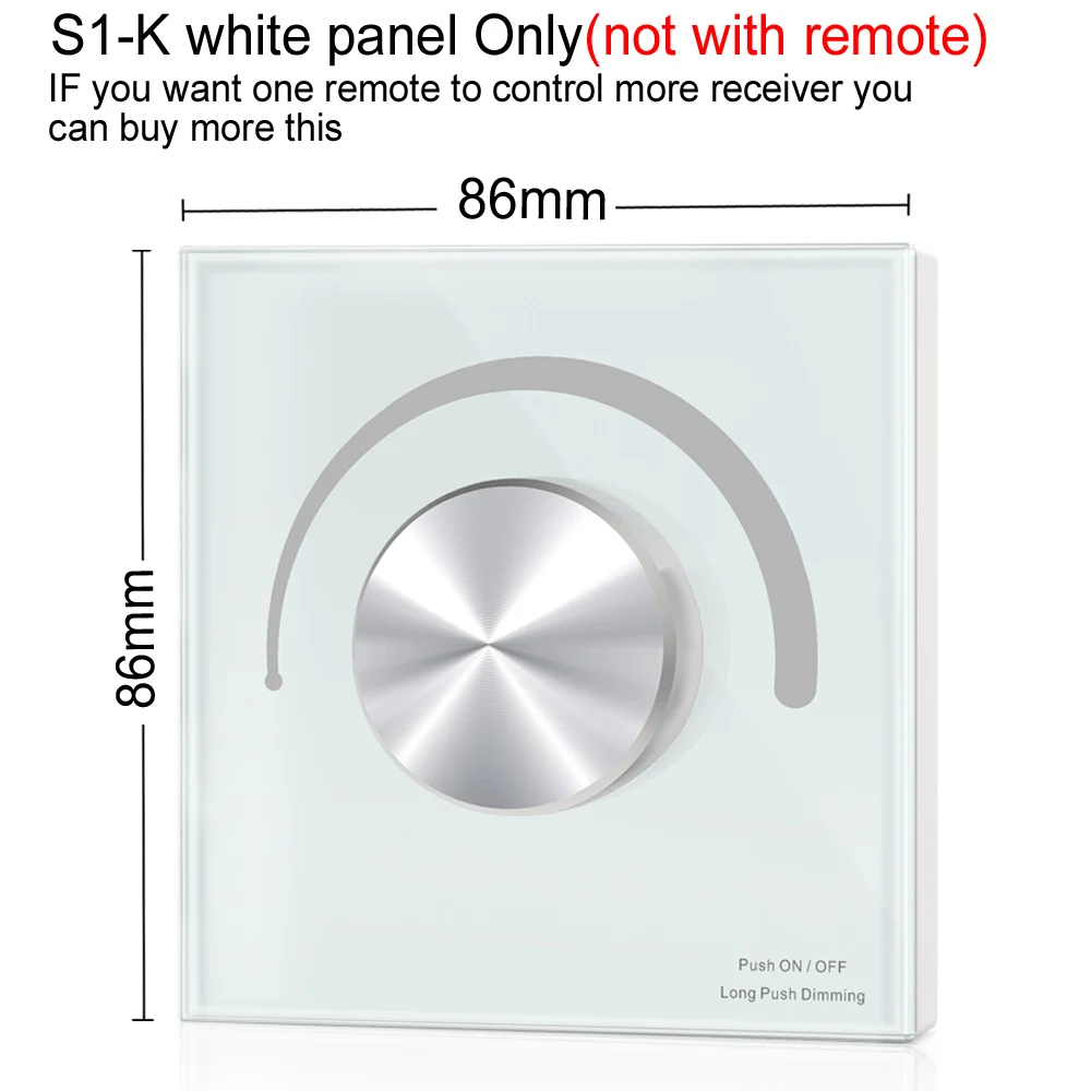 S1-K White AC симисторный регулятор светодиодного освещения 220V 230V 110V Беспроводной РЧ с регулируемой яркостью ручка переключателя с 2,4G пульт дистанционного управления для одного Цвет светодиодный лампы - Цвет: S1-K White