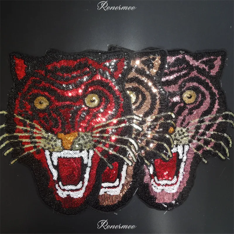 1 шт. Золотая/красная/синяя/Розовая аппликация в виде тигра вышитая нашивка
