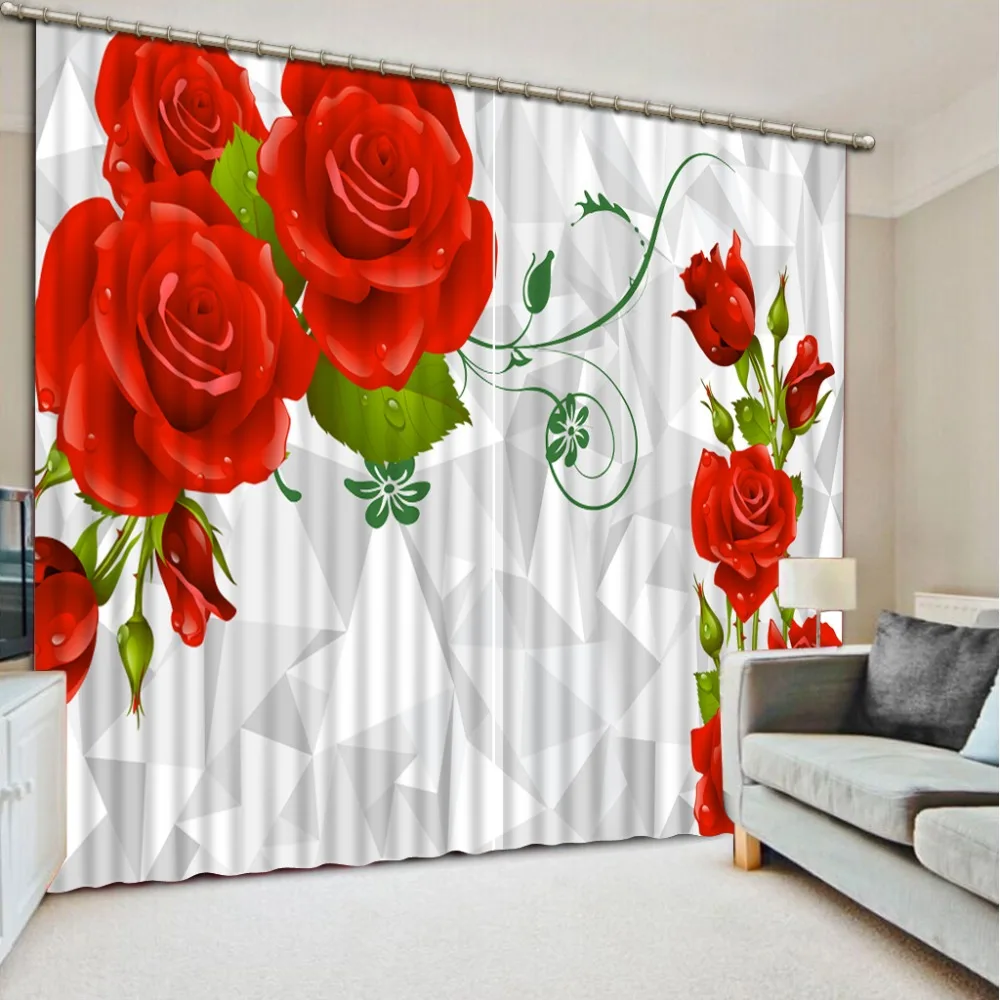 

customize modern curtains for bedroom window curtain rose window stereoscopic curtains