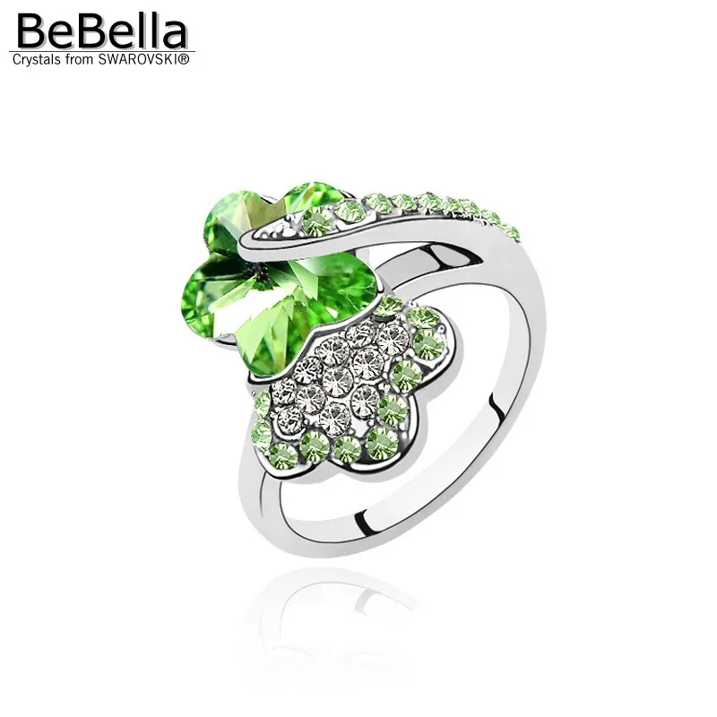 Женское кольцо с кристаллами BeBella украшенное цветами сливы и Swarovski подарок на