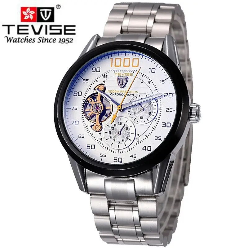 TEVISE, Мужские автоматические механические часы, Tourbillon часы со скелетом, мужские водонепроницаемые часы с самозащитой, мужские часы