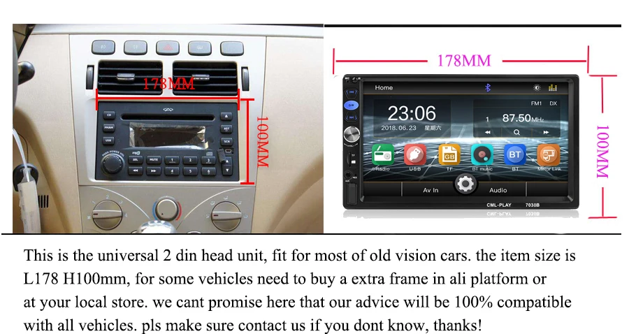 7036B 2din Автомагнитола " сенсорный mirrorlink Android плеер сабвуфер MP5 плеер Авторадио Bluetooth Камера заднего вида магнитофон