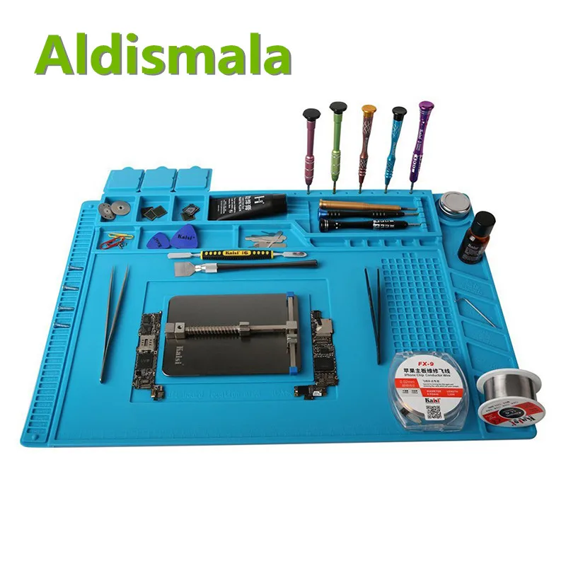 Aldismala ESD Теплоизоляционный рабочий коврик паяльная станция Железный ремонтный коврик для телефона Магнитный термостойкий BGA изолятор платформа