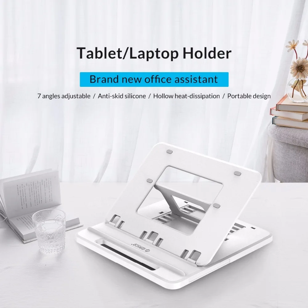 ORICO Tablet/Laptop Holder 7 Angles Adjustable Anti skid Silicone Hollow Heat dissipation Portable Design White/Black/Gray|Подставка для