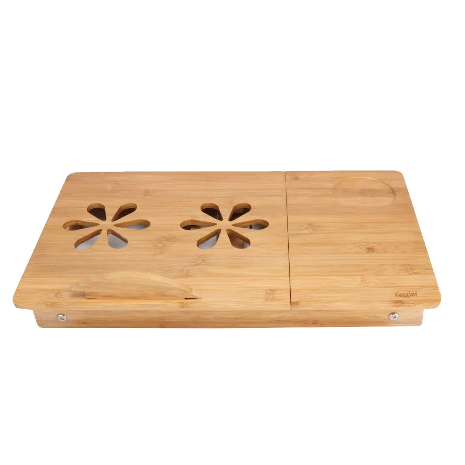 

iCozzier Portable Folding Bamboo Laptop Table Sofa Bed Office Laptop Stand Desk With Fan Bed Table For Computer Notebook Books