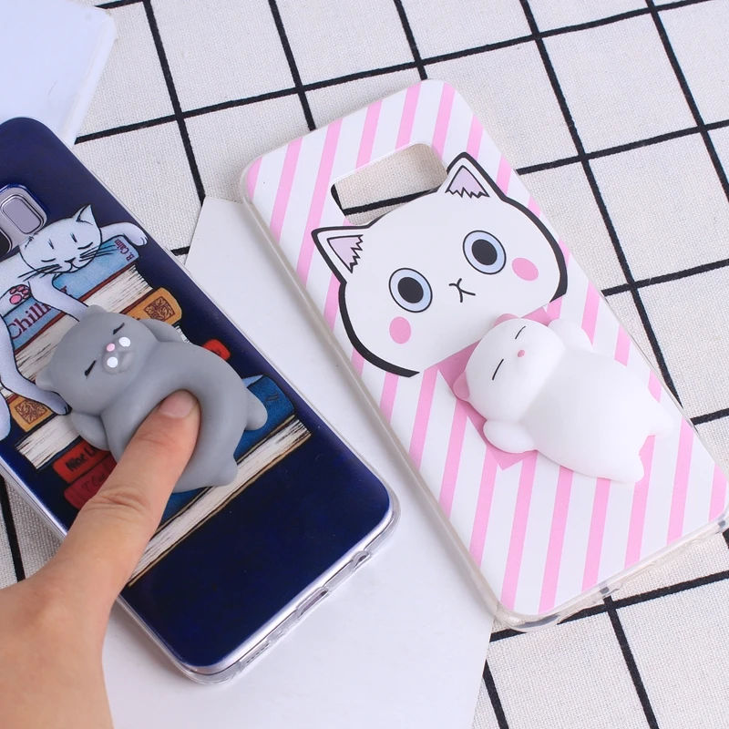 3D Squishy Toys For Samsung A5 2017 Cases A520F Soft Cute Cat Coque Squishies Cover Galaxy J5 Case J530 S8 |
