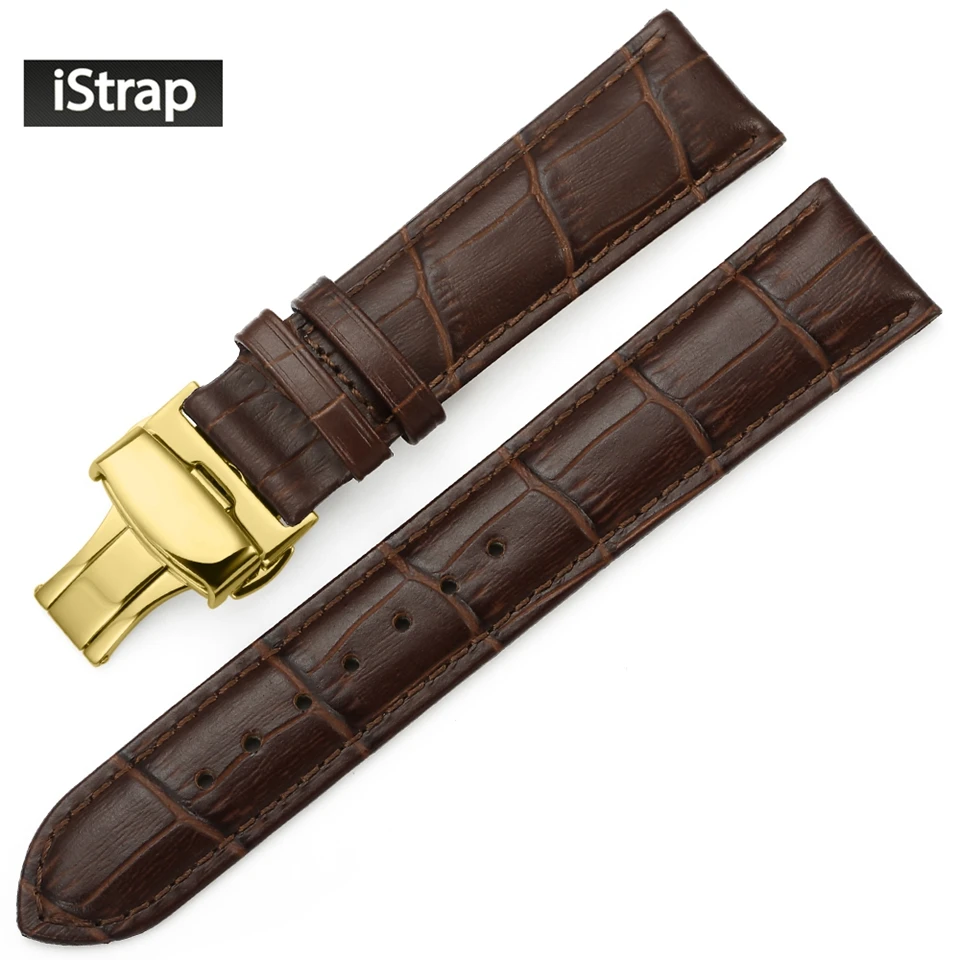 Ремешок iStrap 18 мм 19 20 21 22 24 ремешок из натуральной кожи с золотой Бабочкой Пряжка