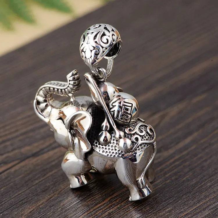 only one pendant FNJ 925 Серебряный кулон слон животное в стиле «панк» состояние Для мужчин t Большой S925 оригинальные тайские серебряные подвески для Для женщин Для мужчин ювелирные изделия - Окраска металла: only one pendant
