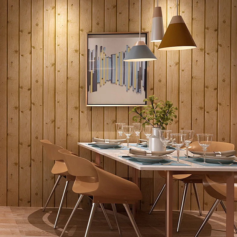 

Original new faux wood plank wallpaper 3D natural eco-friendly wallpaper PVC waterproof living room clothing store wall decor
