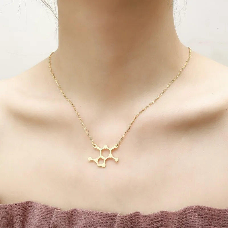 Модные ожерелья RIR в виде молекул цепочка с геометрическим кулоном из серотонина