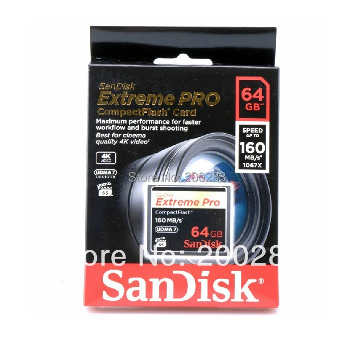 2014 новый SanDisk Extreme PRO CompactFlash карт памяти высокая скорость 1067 X 160 МБ / s CF карты 64 г
