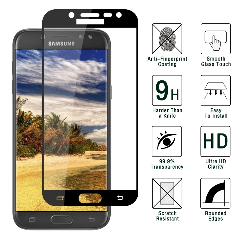 Жесткая Защитная стеклянная пленка для Samsung Galaxy J5 Pro 2017 (версия ЕС) Полноразмерный