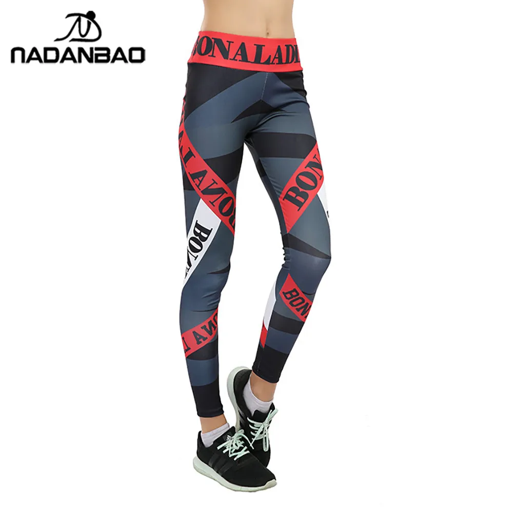 Женские легинсы с буквенным принтом для занятий спортом|Легинсы| |