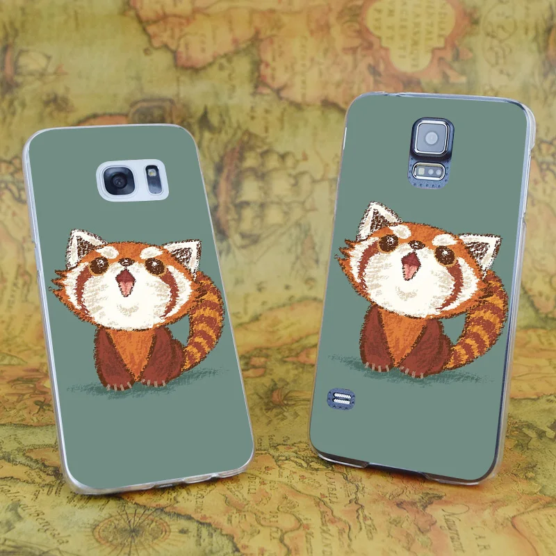 E0917 Red Panda Happy Transparent Hard PC Case Cover For Samsung Galaxy Note S 3 4 5 6 7 8 9 Mini Edge Plus |