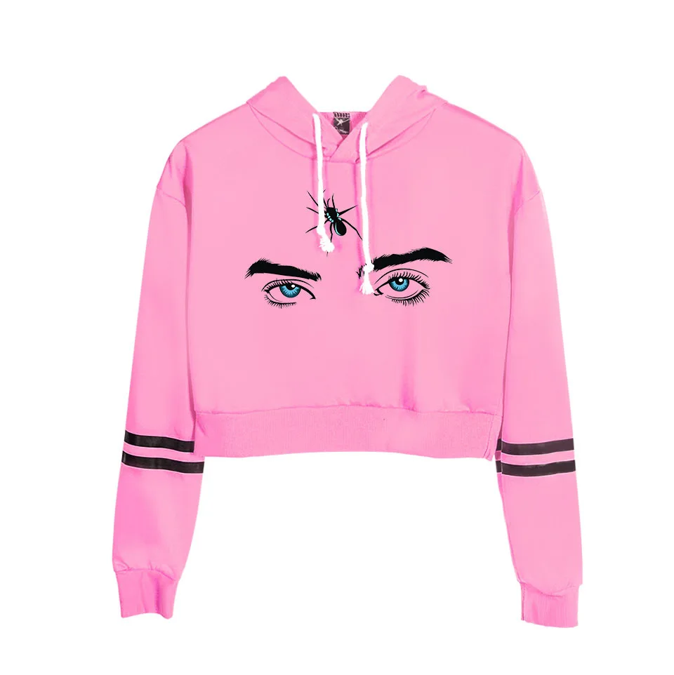 Billie Eilish, длинный рукав, укороченный топ, толстовки, Женская толстовка с капюшоном, Harajuku, уличная одежда, пуловер, укороченная толстовка, Moletom Feminino