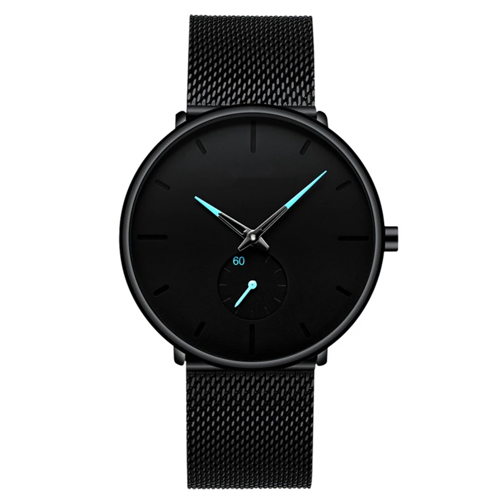 Модные мужские кварцевые часы из нержавеющей стали независимые наручные с