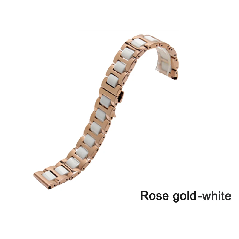 rose gold-white Керамический ремешок для часов из нержавеющей стали, быстросъемный ремешок для huawei Watch GT, сменный ремешок для huawei Honor, волшебный браслет на запястье - Цвет: rose gold-white