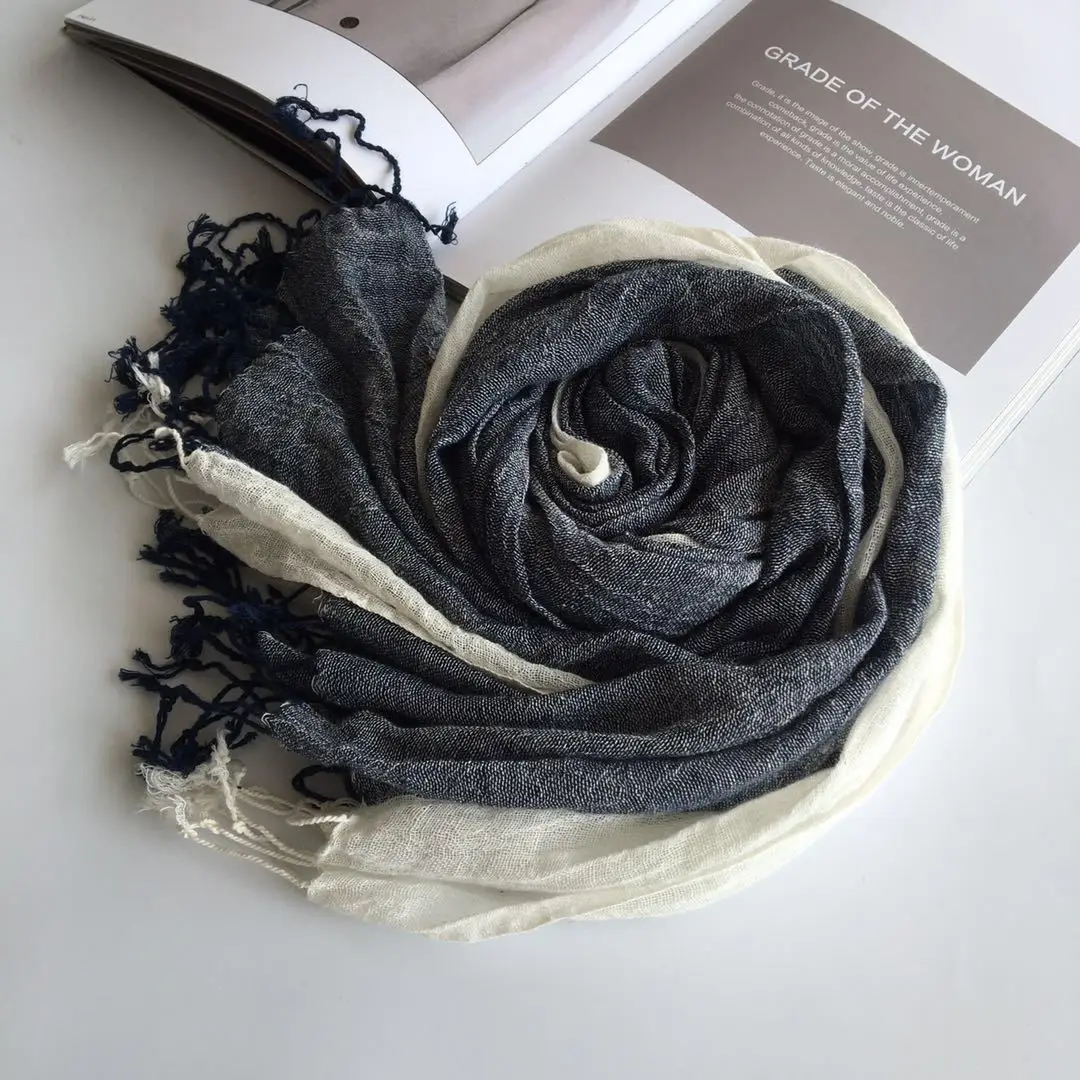 100% льняной серый черный мужской/женский шарф хиджаб шали для мужчин/женщин