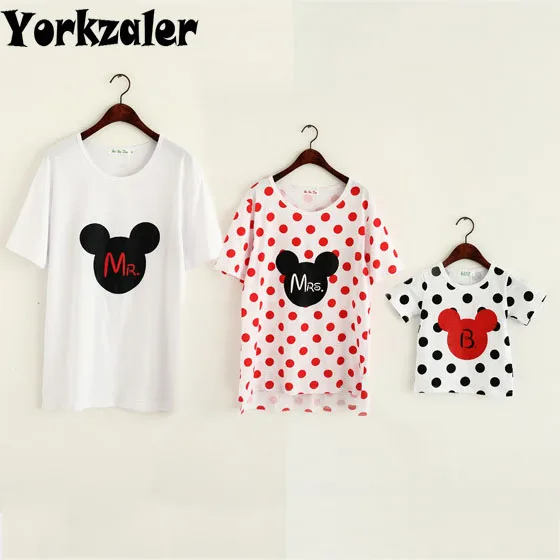 2019 Family Macth Shirts Short Sleeve Fashion Mickey Tee Shirt Father Mother and Baby T Macthing Tops Cotton | Мать и ребенок