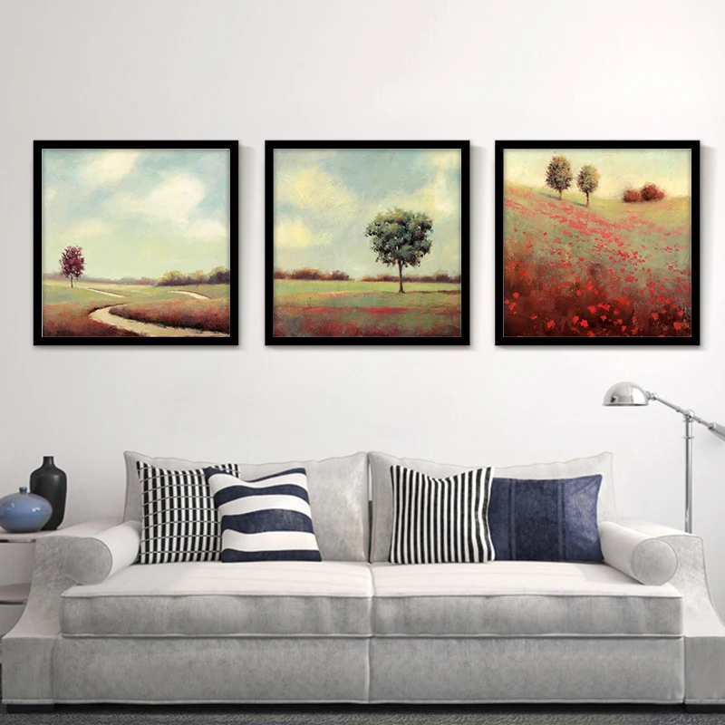 2021 Лидер продаж Триптих Пейзаж Wall Art декоративные без рамки Скандинавская