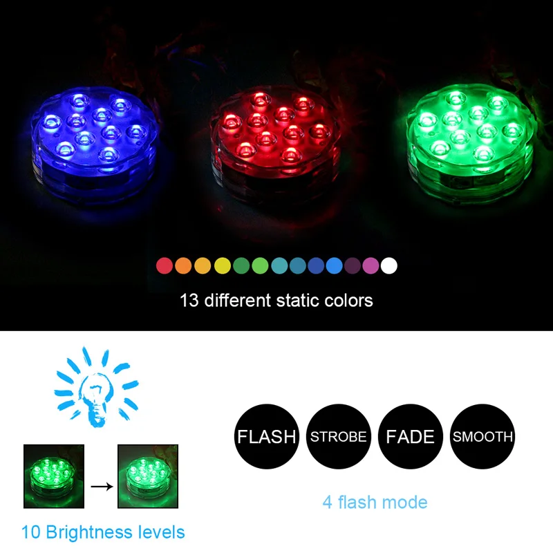 Погружной RGB светильник BORUiT с пультом дистанционного управления