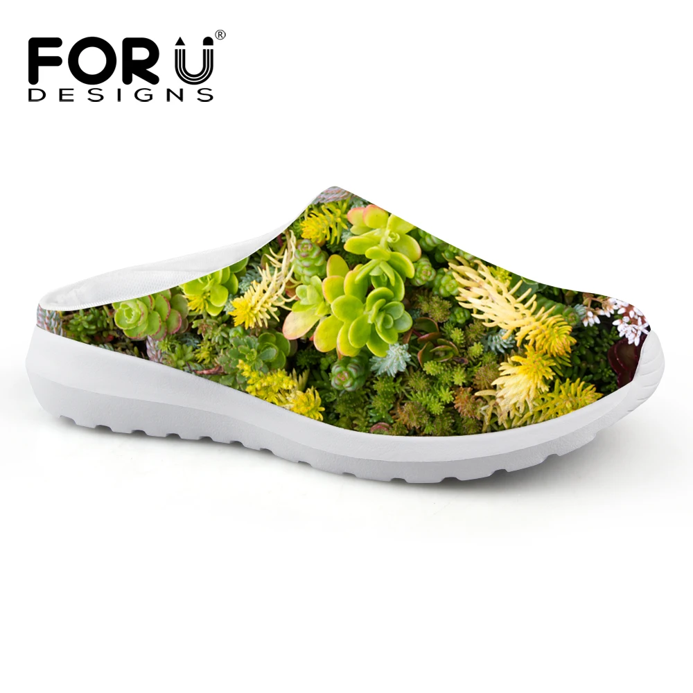 FORUDESIGNS/2018 Модные женские босоножки Новинка зеленые сандалии с принтом растений