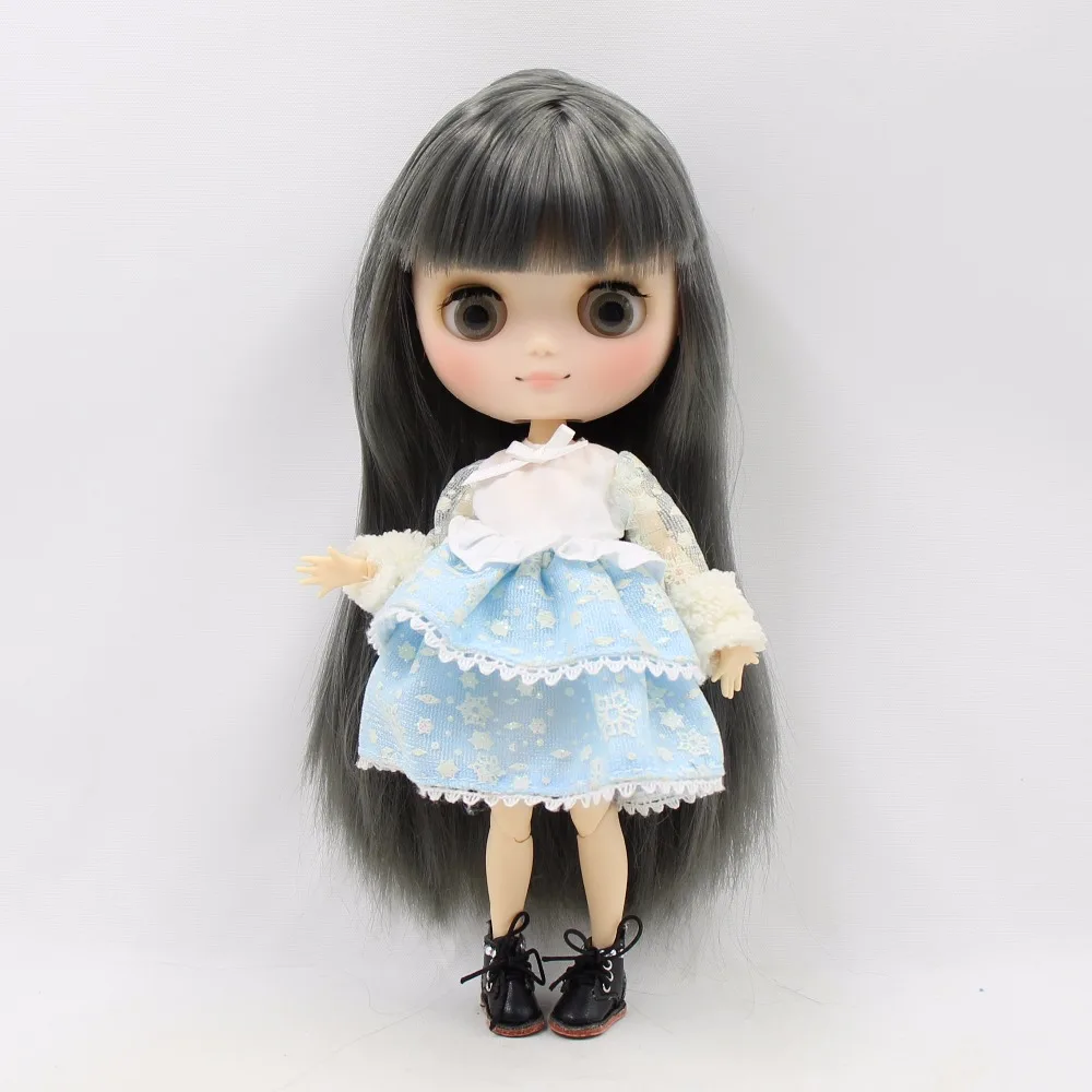 DBS blyth middie кукла 20 см серые волосы прямые сустав тело матовое лицо 1/8 bjd аниме