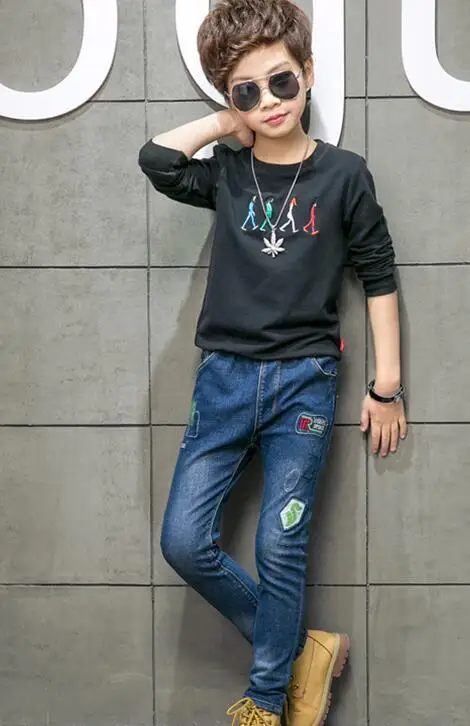 2017 джинсы для мальчиков новая детская одежда в Корейском стиле детские штаны на