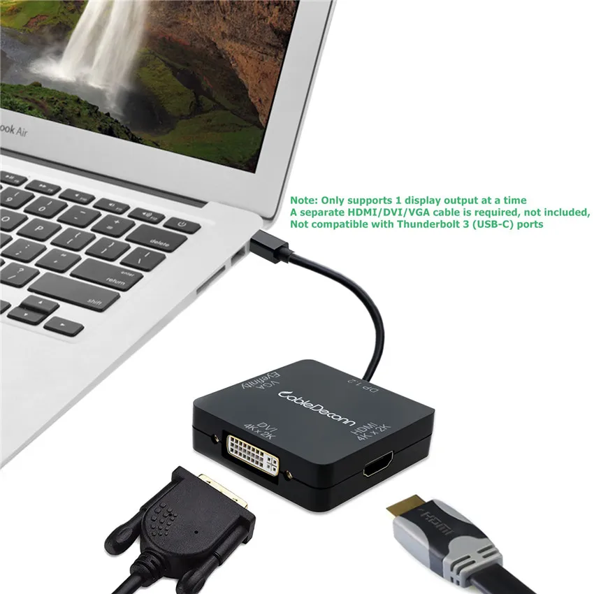 Mini DisplayPort для VGA DVI HDMI 4K * 2K Мультифункциональный адаптер квадратный Macbook 3 в 1 DP