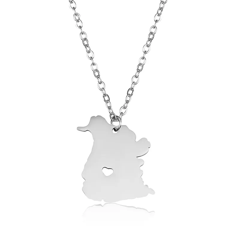 

304 Stainless Steel New Brunswick Map Necklace High Quality Canada New Brunswick Map Heart Pendant Necklace Women Map Jewellery