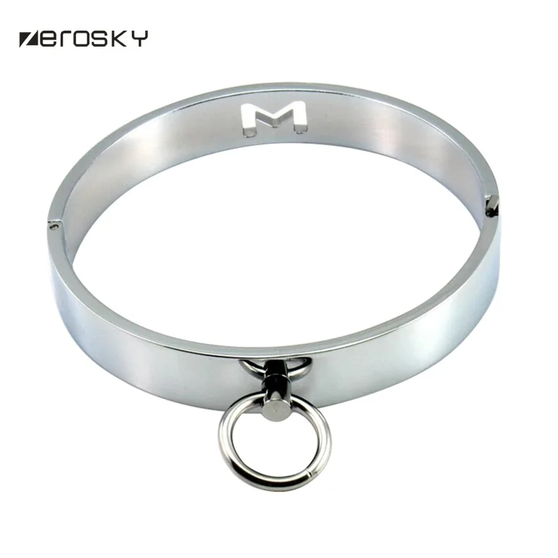 Zerosky металлический ошейник для шеи БДСМ сексуальный поводок раб на цепи