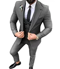 Мужские костюмы из трех предметов, облегающие повседневные мужские брюки болотного цвета, цвет Шампань, рандемные деловые костюмы для свадьбы (Блейзер + брюки + жилет)