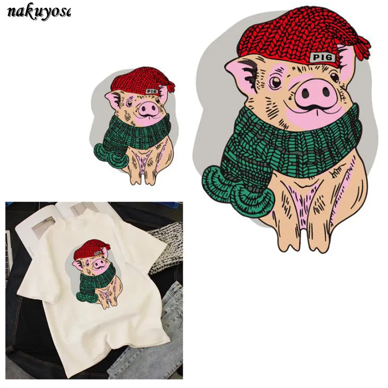 Милая Красная шапка с рисунком зеленый свитер поросенок сэр накладные железные