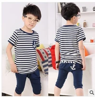 retail one set baby boys stripe clothing sets summer sports cotton children clothing 1colors drop shipping