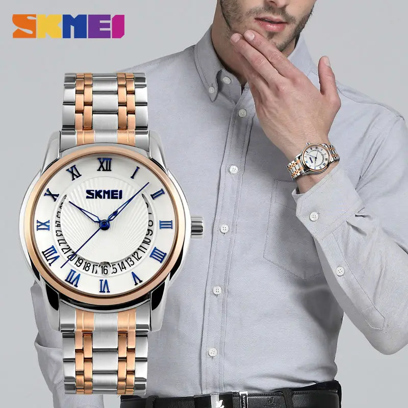 SKMEI Business Watch Mens Watches Top Brand Luxury Stainless Steel Strap Waterproof Quartz Wristwatches Relogio Masculino 2019 | Наручные