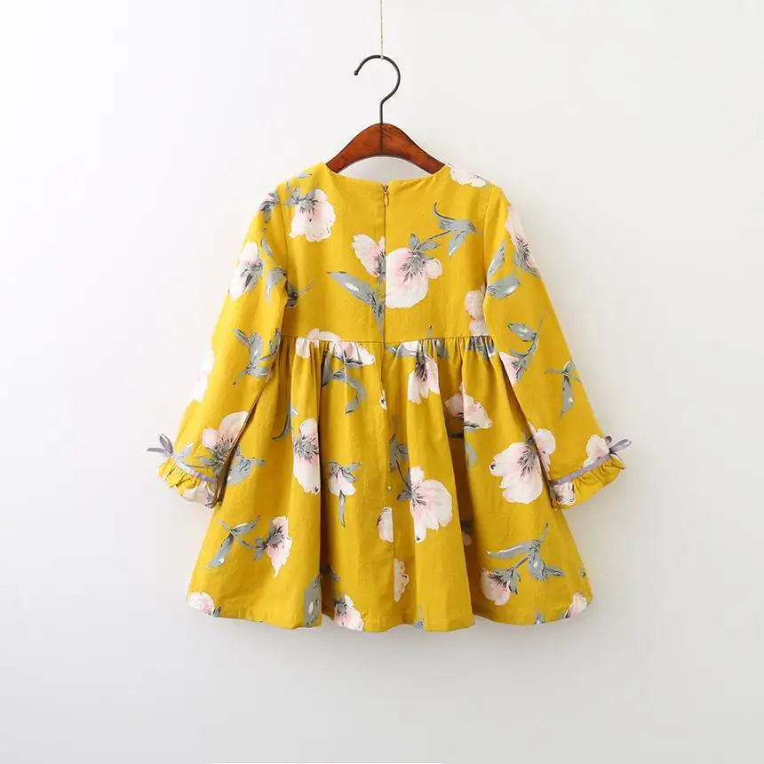 

Spring Autumn New Girls Princess Dresses Floral Loose Casual Long Sleeve Dress Children Clothing 3-7Y AZ1041