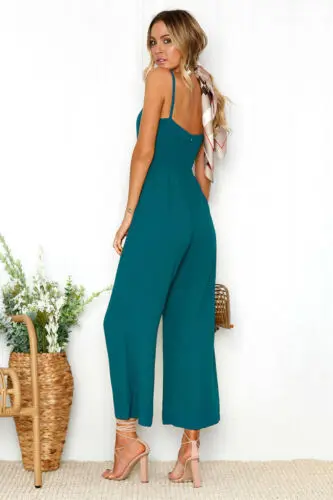

Women Clothing Women Sleeveless Jumpsuit Romper Casual Loose Wide Leg Pants Outfits Party