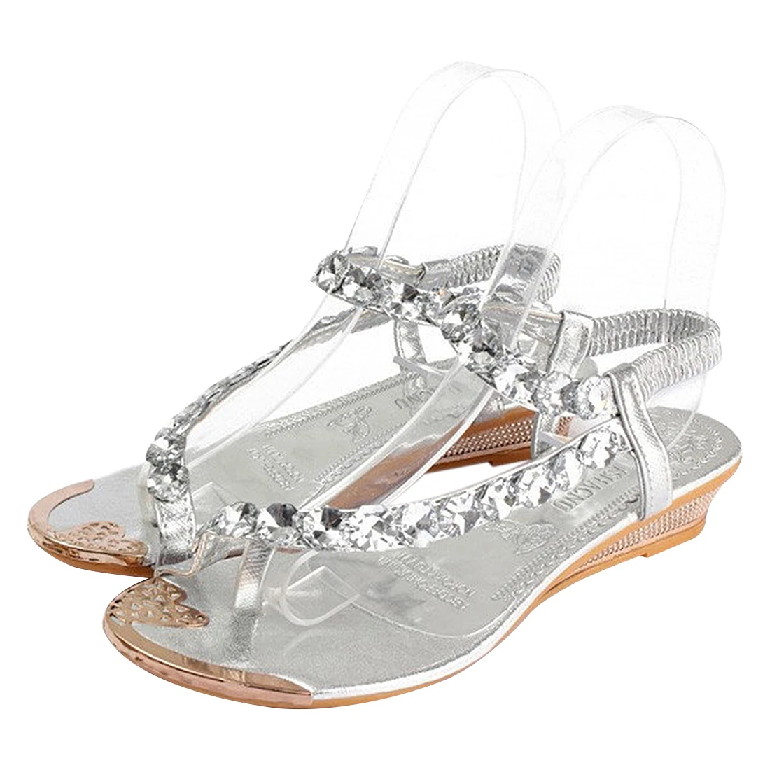 1 пара женские босоножки женская обувь на низком каблуке с блестками Вьетнамки со