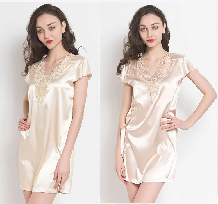 Сексуальное платье с глубоким v образным вырезом летняя Модная шелковая ночная