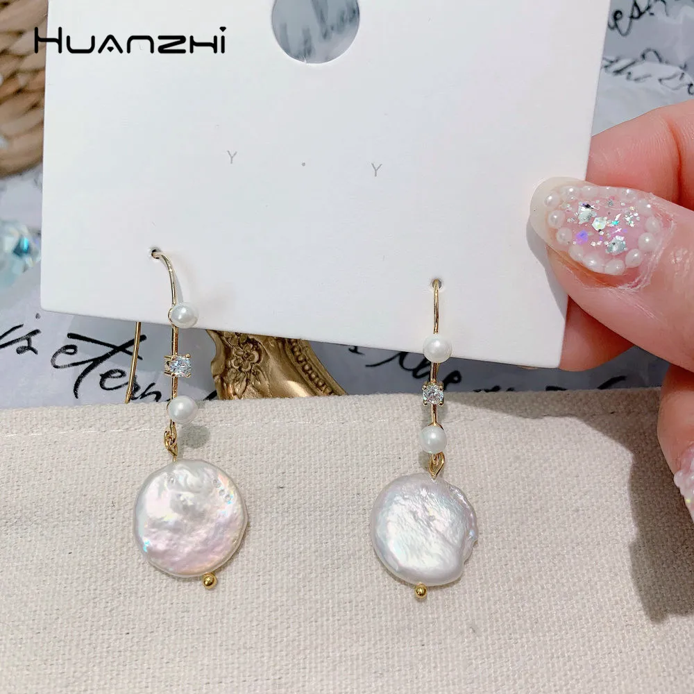 HUANZHI 2019 Chic простой нерегулярные барочный пресноводный жемчуг элегантный горный