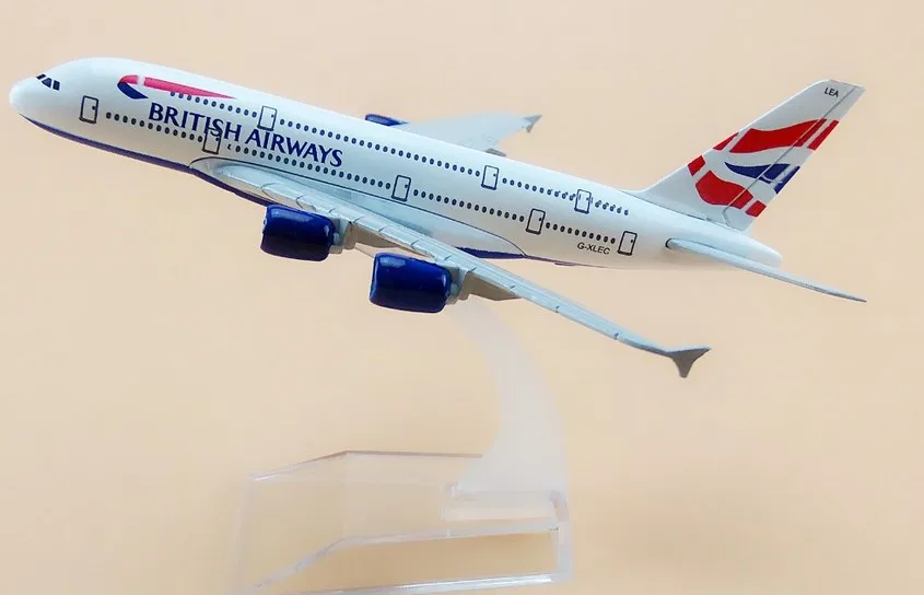 

20cm plane model Boeing 380 British Airways aircraft A380 Alloy simulation airplane model for kids toys Christmas gift