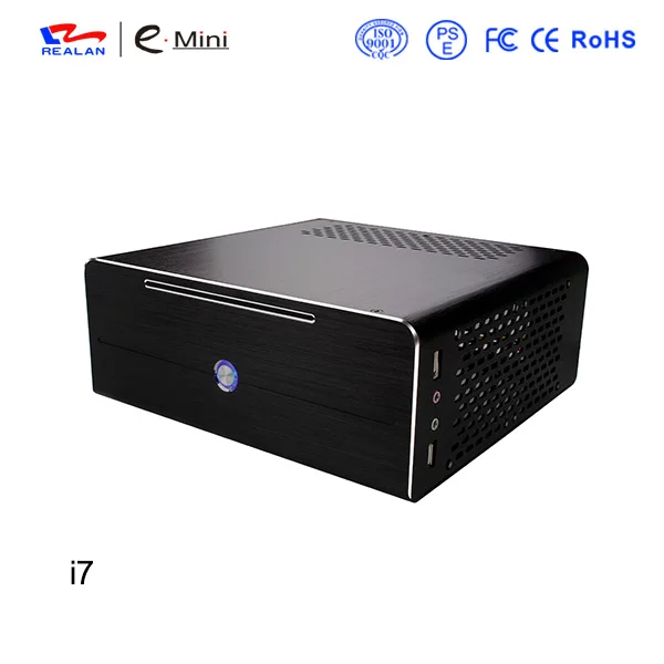 Black Realan Алюминиевый мини itx Настольный ПК чехол E-i7 с блоком питания, CD-ROM, слотами черный серебристый - Цвет: Black